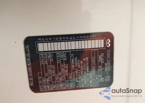 2019 Infiniti Qx50 Essential z USA, uszkodzony, nr VIN 3PCAJ5M39KF120922